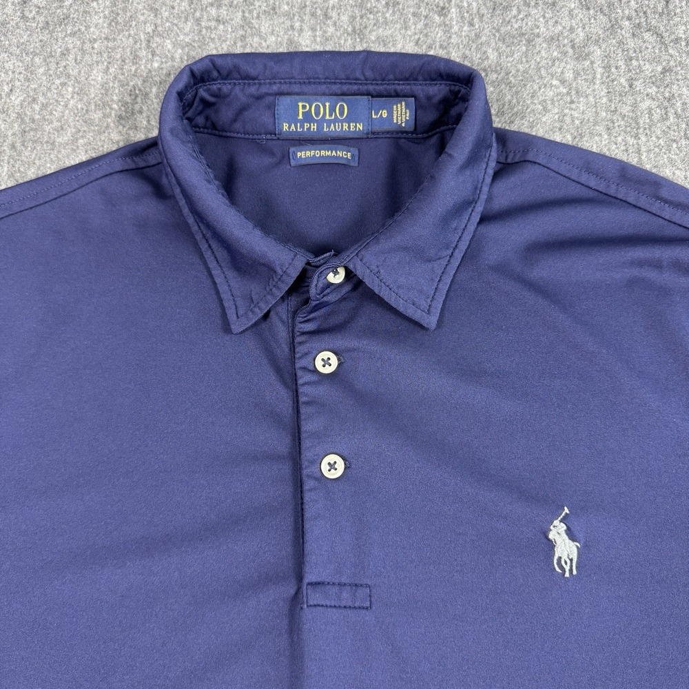 Polo Ralph Lauren Performance Men's L Navy Blue Polo Shirt Short Sleeve Pony